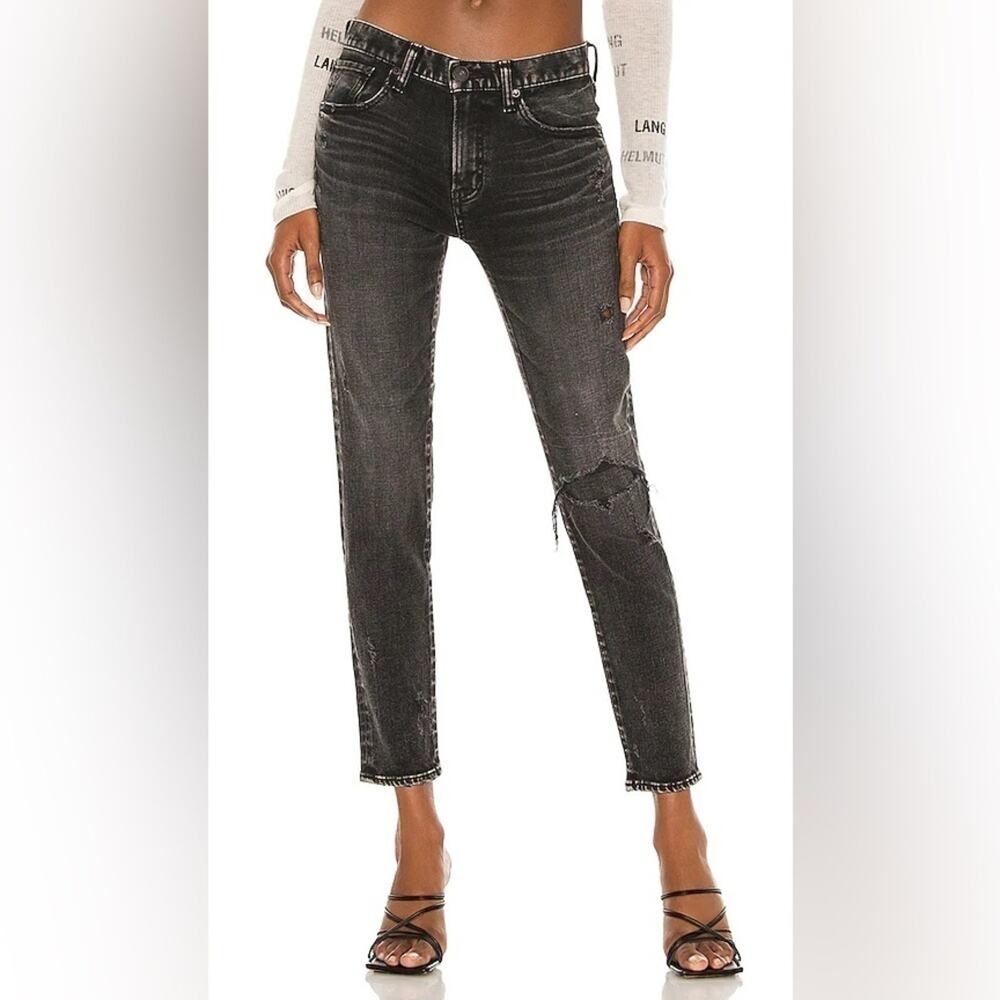 Moussy Vintage Lenwood Black Distressed Skinny Ankle Jeans Japanese Denim 30